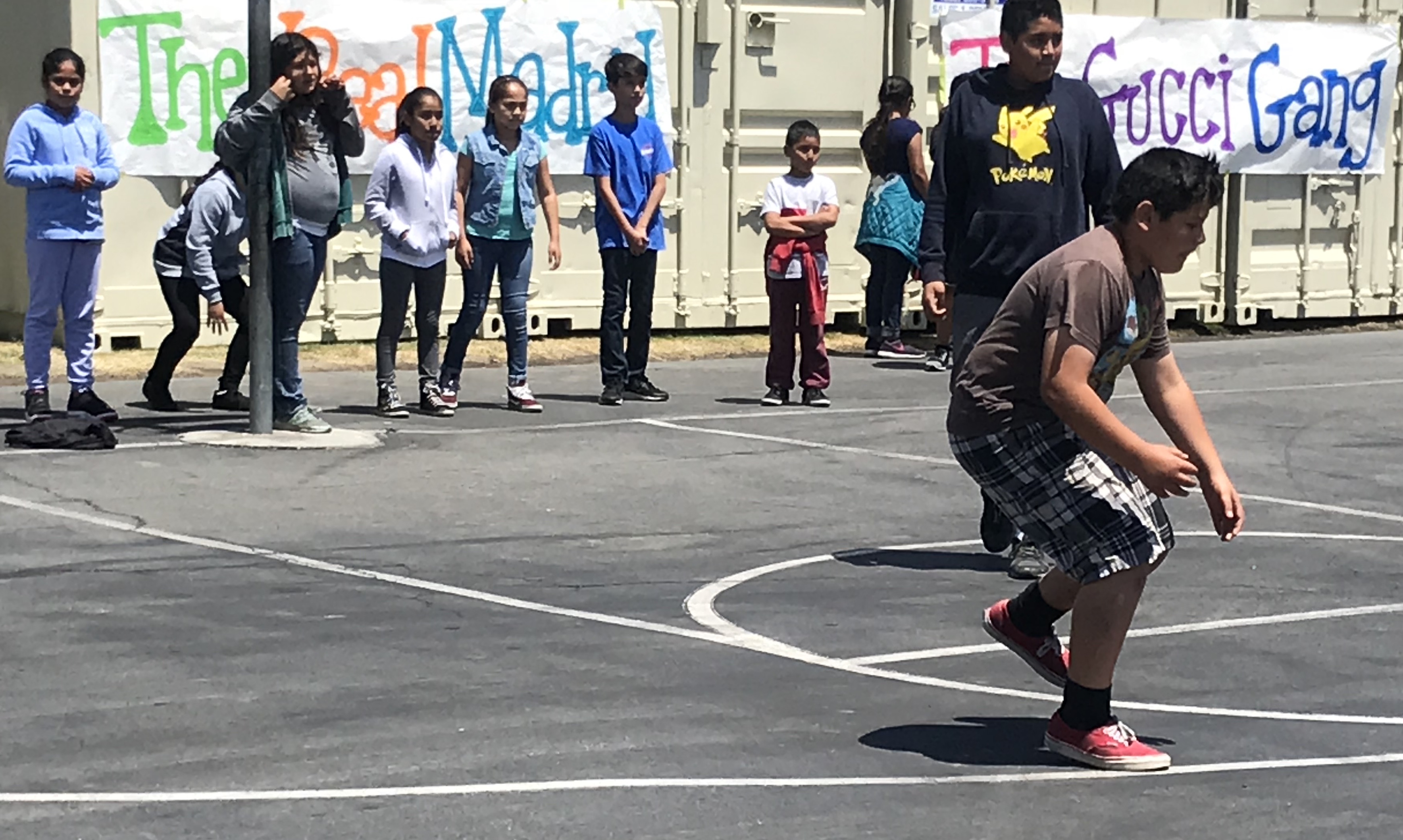 It's the inaugural lunchtime dodgeball tournament and students are filled with excitement!