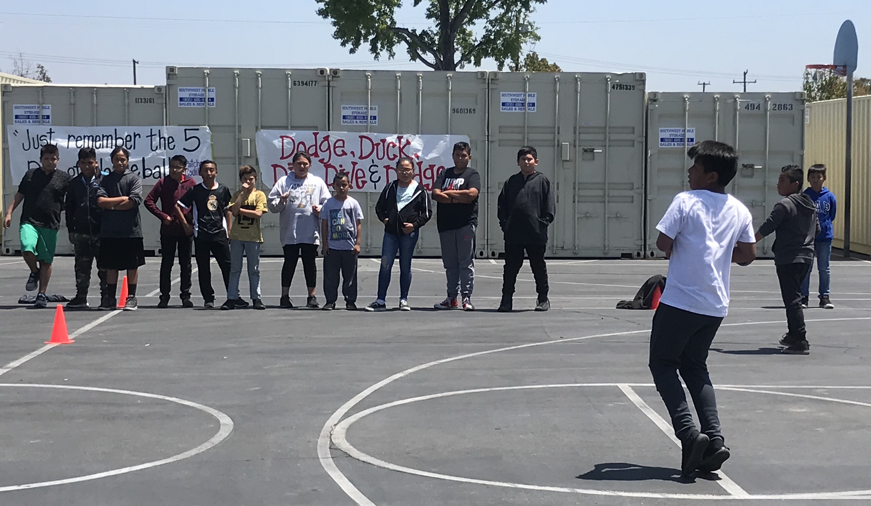 These students are ready to dodge, duck, and dive during the inagaural dodgeball tournament.